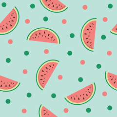 Cute seamless texture with water melons. Vector.