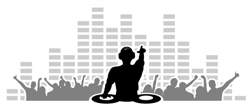 Silhouette DJ und Fans