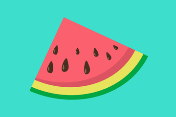 Silice of watermelon on blue background. Vector.