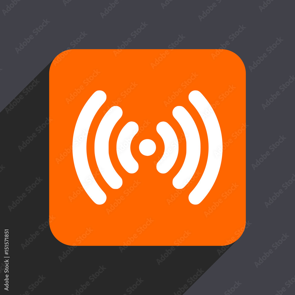 Aufkleber wifi orange flat design web icon isolated on gray background