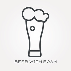 Line icon beer with foam