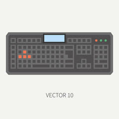Plain flat color vector computer part icon keyboard. Cartoon. Digital gaming and business office pc desktop device. Innovation gadget. Internet. Illustration and element for your design and wallpaper.