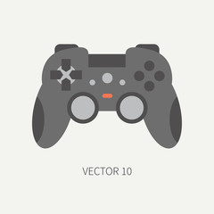 Plain flat color vector computer part icon joystick. Cartoon. Digital gaming and business office pc desktop device. Innovation gadget. Gamepad. Illustration and element for your design and wallpaper.