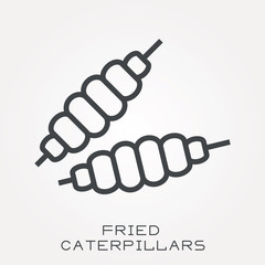 Line icon fried caterpillars