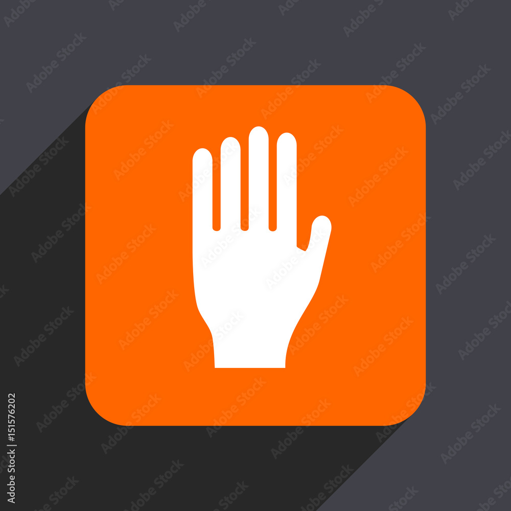 Poster Stop orange flat design web icon isolated on gray background