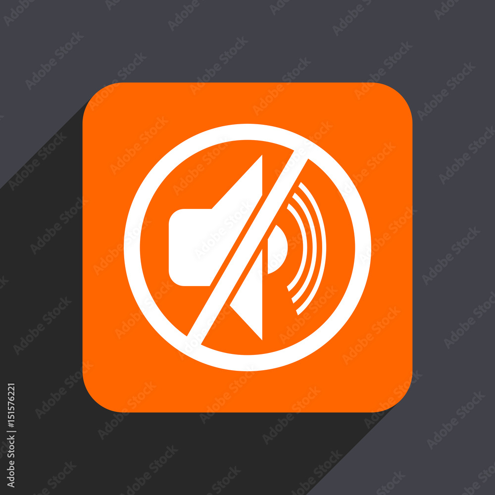 Poster mute orange flat design web icon isolated on gray background