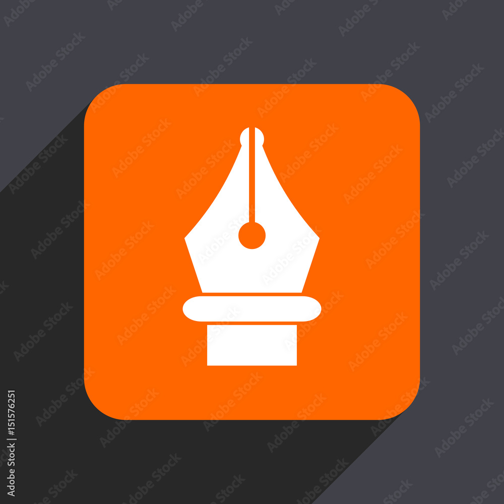 Poster pen orange flat design web icon isolated on gray background