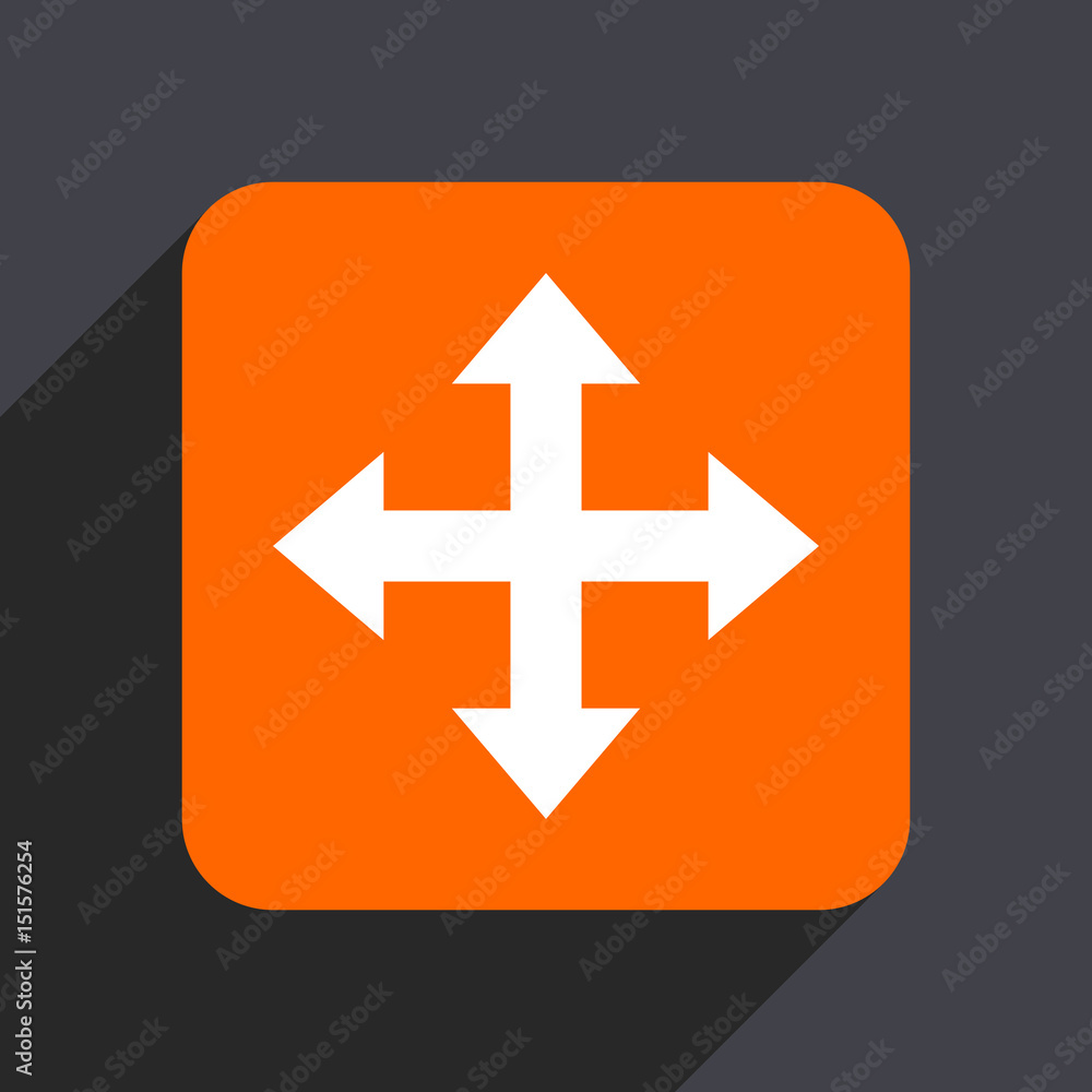 Poster Arrow orange flat design web icon isolated on gray background