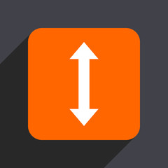 Arrow orange flat design web icon isolated on gray background