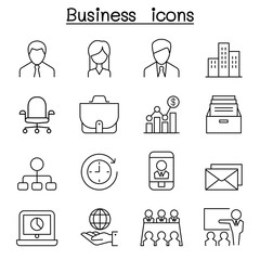 Business management icon set in thin line style