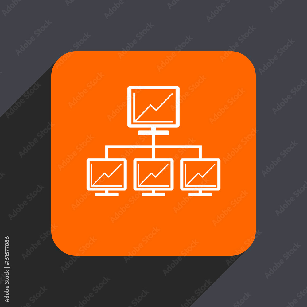 Poster network orange flat design web icon isolated on gray background