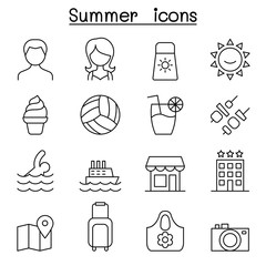 Summer icon in thin line style