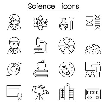 Science icon set in thin line style