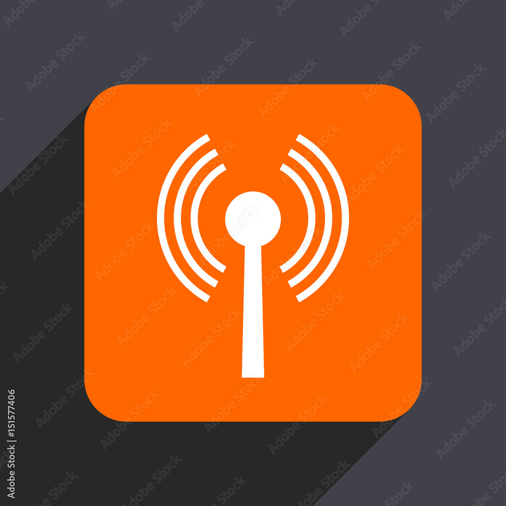 Poster Wifi orange flat design web icon isolated on gray background