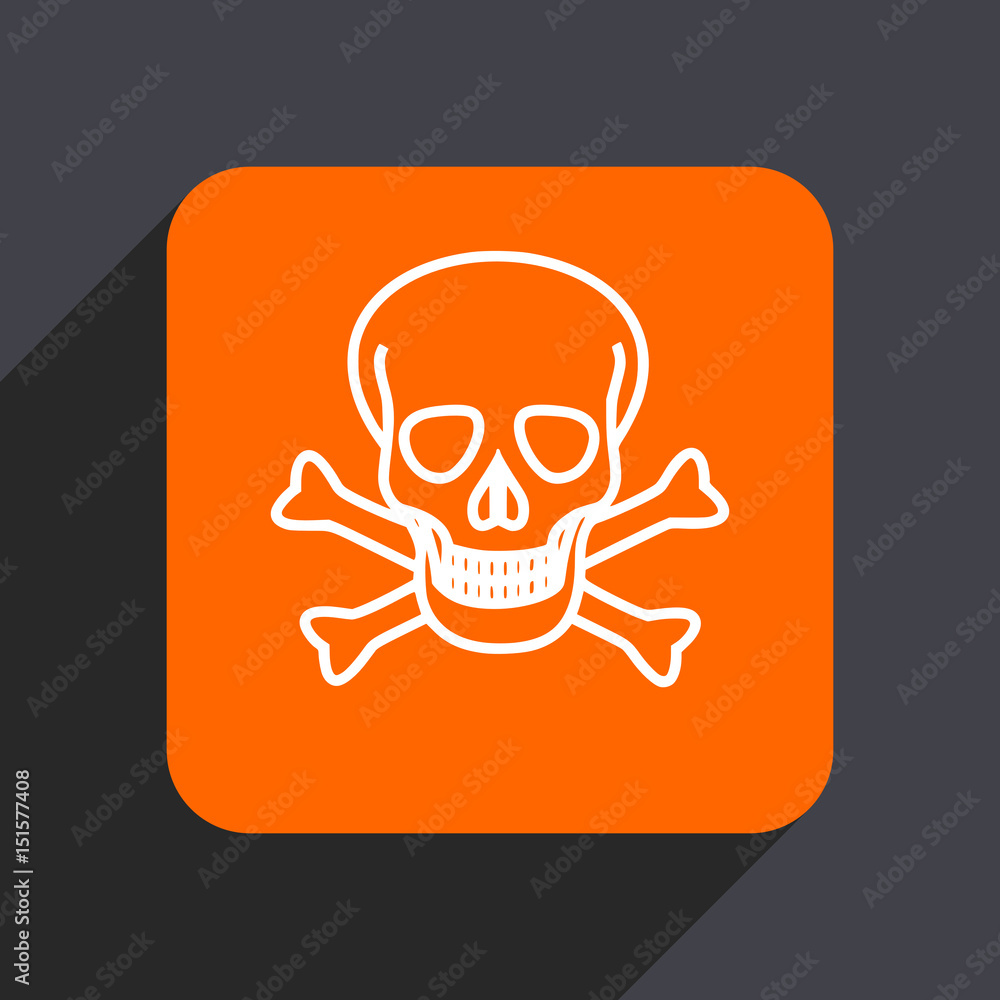 Poster skull orange flat design web icon isolated on gray background