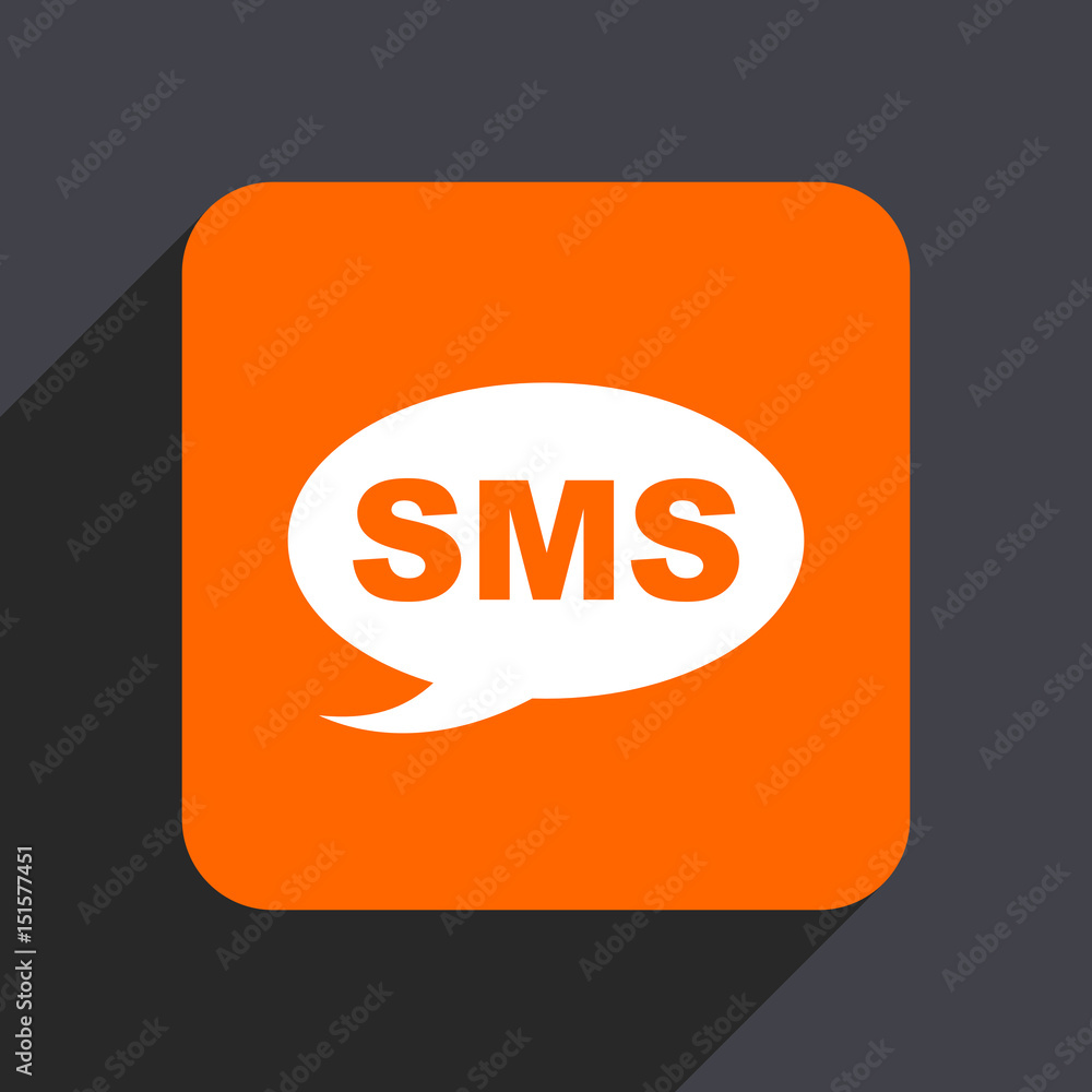 Poster sms orange flat design web icon isolated on gray background