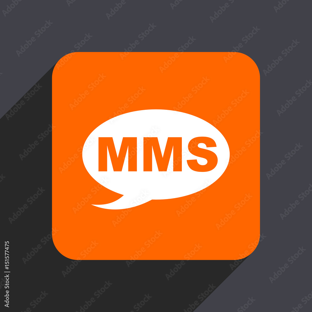 Poster mms orange flat design web icon isolated on gray background