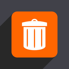 Recycle orange flat design web icon isolated on gray background