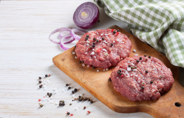 raw home-made beef burger cutlet