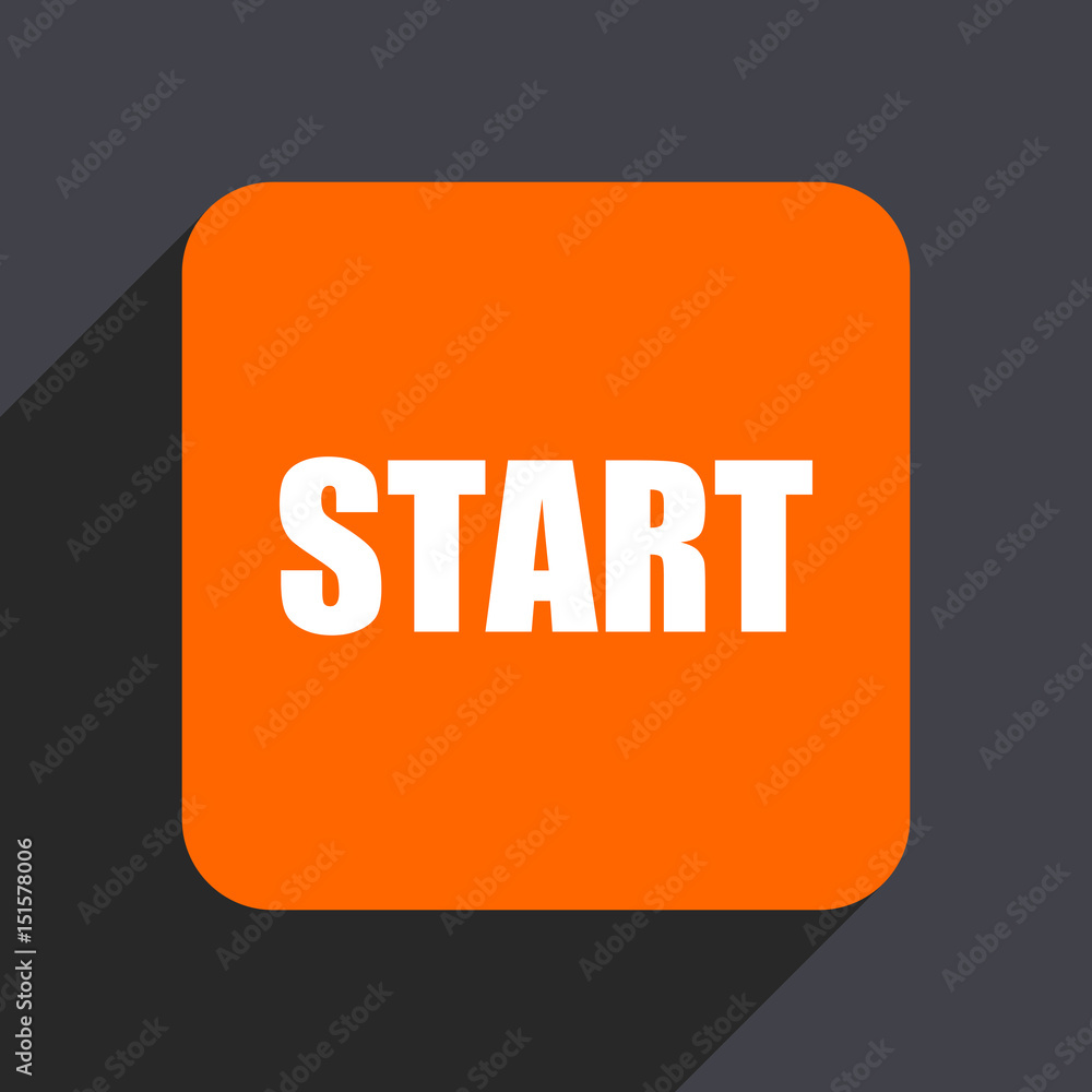 Poster start orange flat design web icon isolated on gray background