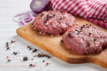 raw home-made beef burger cutlet
