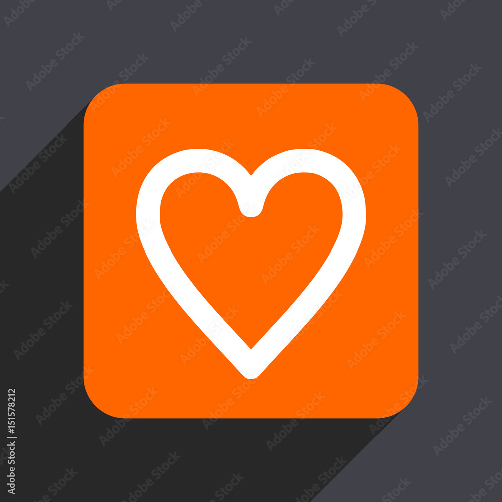 Poster heart orange flat design web icon isolated on gray background