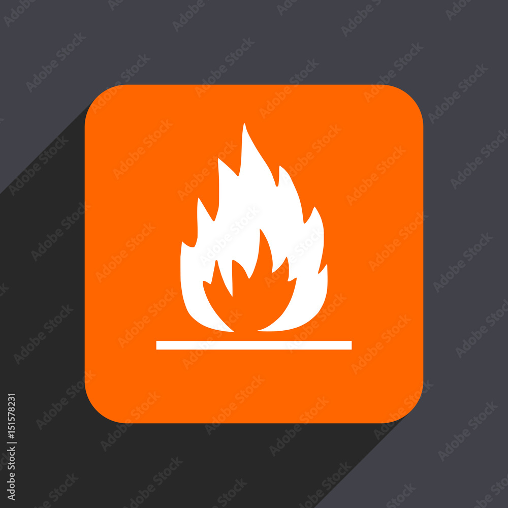 Poster flame orange flat design web icon isolated on gray background
