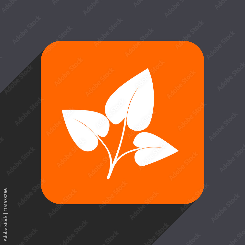 Poster leaf orange flat design web icon isolated on gray background
