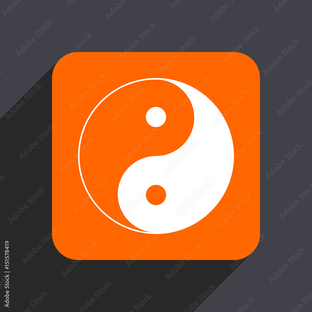 Poster ying yang orange flat design web icon isolated on gray background