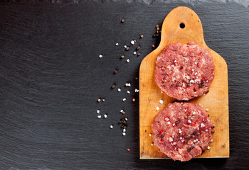 raw home-made beef burger cutlet