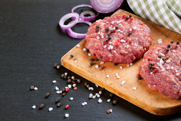 raw home-made beef burger cutlet