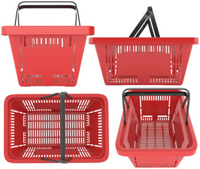 Plastic red shopping basket
