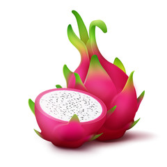 Whole and sliced dragon fruit