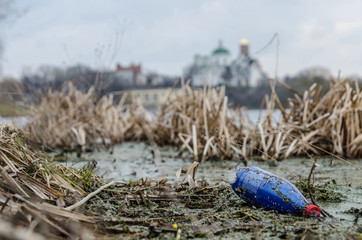 Garbage on the river bank