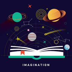 Imagination concept with opened book © oxygen_8