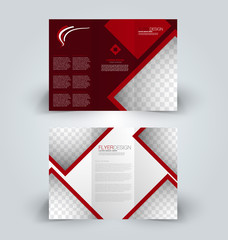 Brochure template. Business trifold flyer.  Creative design trend for professional corporate style. Vector illustration. Red color.