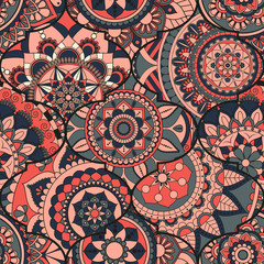 Patchwork pattern. Vintage decorative elements. Hand drawn background. Islam, Arabic, Indian, ottoman motifs. Perfect for printing on fabric or paper.