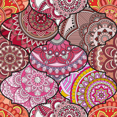Patchwork pattern. Vintage decorative elements. Hand drawn background. Islam, Arabic, Indian, ottoman motifs. Perfect for printing on fabric or paper.