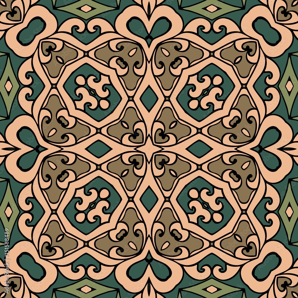 Poster abstract background medieval symmetrical pattern baroque elements