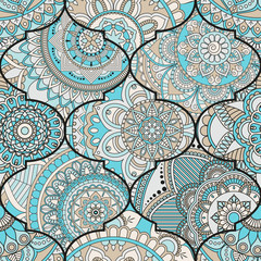 Patchwork pattern. Vintage decorative elements. Hand drawn background. Islam, Arabic, Indian, ottoman motifs. Perfect for printing on fabric or paper.