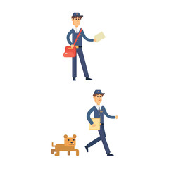 Postman delivery man character vector courier occupation carrier cute male package transportation.