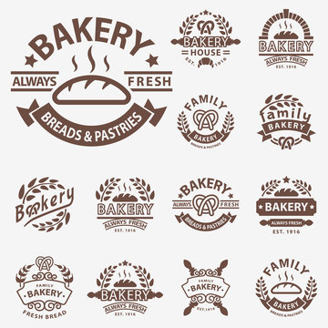 Bakery badge icon fashion modern style wheat vector retro food label design element isolated.
