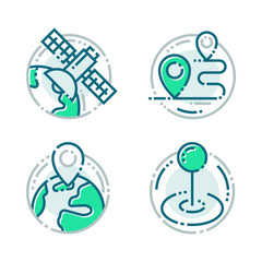 Navigation direction maps sign traffic and more thin line icons set vector illustration