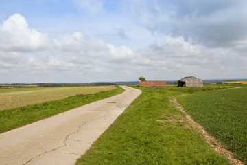 Fototapeta na wymiar hilltop farm buildings