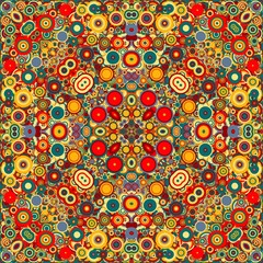 Seamless background abstract floral symmetrical pattern colorful folklore set of geometric elements