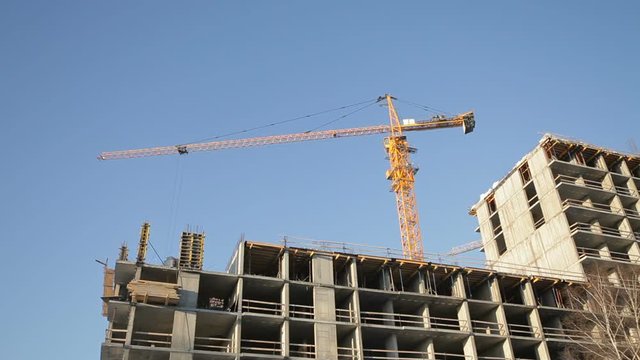 Construction crane in operation