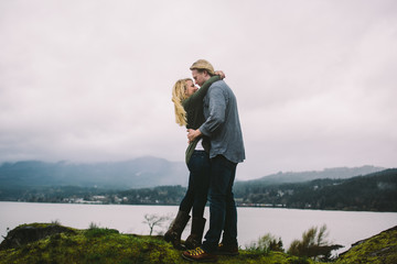 Attractive Young Blond Couple in the Pacific Northwest