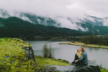Attractive Young Blond Couple in the Pacific Northwest
