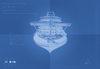 Front View Cruise Ship Blueprint