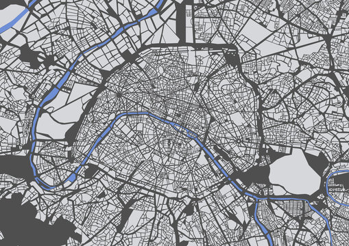 map of the city of Paris, France